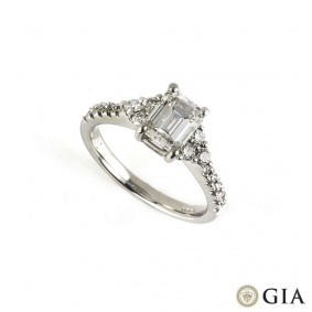 18k White Gold Emerald Cut Diamond Ring 1.33ct G/VS1